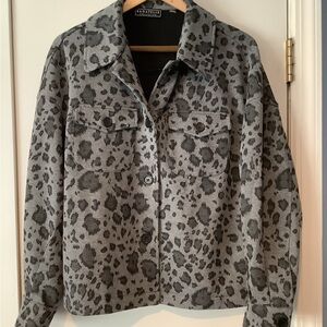L'Agence Gray Leopard Print Women's Jacket